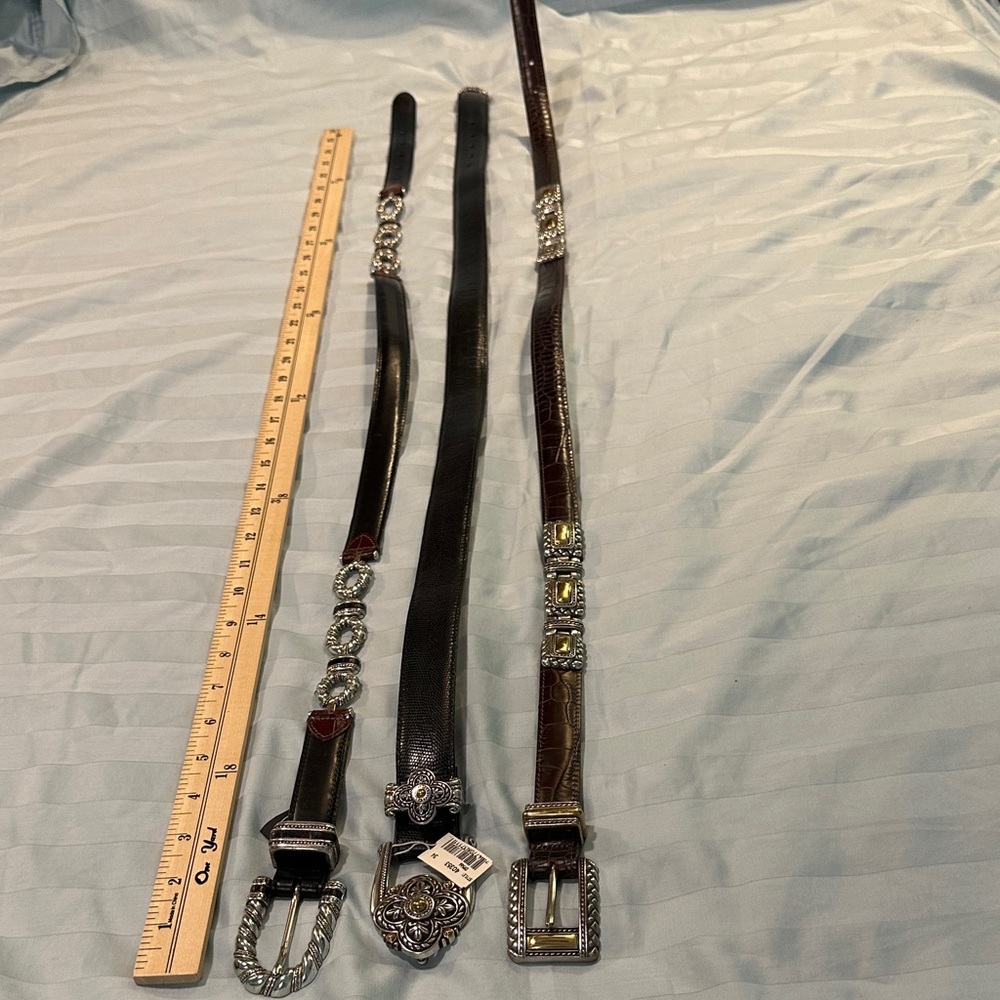Three Brighton Black and Brown Belts with Silver Details
